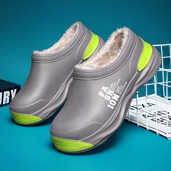 2024 YENİ Kış Erkek Rahat pamuklu ayakkabılar Su Geçirmez Sıcak EVA bağcıksız ayakkabı Anti-skid Aşınmaya dayanıklı Açık bahçe ayakkabısı Erkekler için