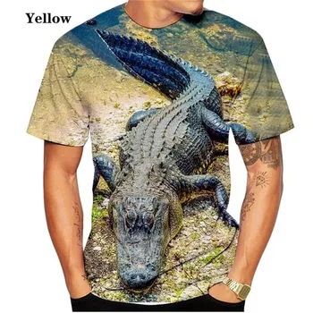 3D Baskılı Timsah Desen erkek t-shirtü Moda Yaz Rahat Kısa Kollu Crewneck Timsah Tee Üstleri Çocuklar Hayvan Tshirt