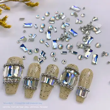 Karışık Tırnak Rhinestones 1 Kutu Glitter Mavi 3D Elmas Takı Basın Çivi Süsleme DIY Nail Art Güzellik Manikür Aksesuarları