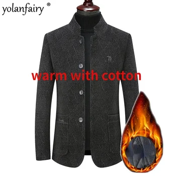 Kış Ceket Erkek Giyim Kalınlaşmış Yün Ayakta Yaka Rahat s Üst Bahar Güz Abrigos Hombre