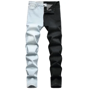 Sonbahar Yeni Moda Erkek Kot Streç Sıska Patchwork Vintage Siyah Jean Erkekler Y2K Streetwear Denim Goth Pantolon Vaqueros Hombre