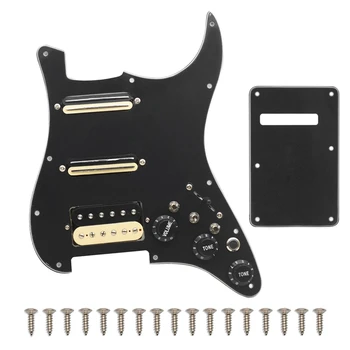 SSH Bobin Bölme Elektro Gitar Pickguard 2 Mini Humbucker + 1 Humbucke + Sessizlik Anahtarı Yüklü Kablolu Scratchplate