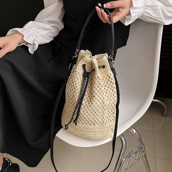 Sıcak Yaz Yeni Popüler kadın moda Çanta Rahat Yüz omuz askılı postacı çantaları Basit Bayanlar Plaj Saman Dokuma Tote Çanta