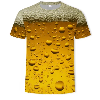 Y2k Erkek Giyim Bira Grafik T Shirt Yenilik Su Desen sıfır yaka bluzlar Tees Komik 3d Baskılı Büyük Boy Yaz Kısa Kollu