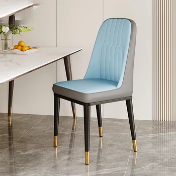 Çağdaş Sarı yemek sandalyeleri Modern Mutfak Siyah Lüks yemek sandalyeleri İskandinav Suni Deri Sillas De Comedor Ev Mobilyaları